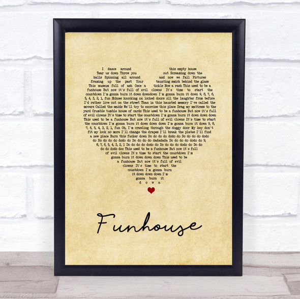 Pink Funhouse Vintage Heart Song Lyric Quote Print