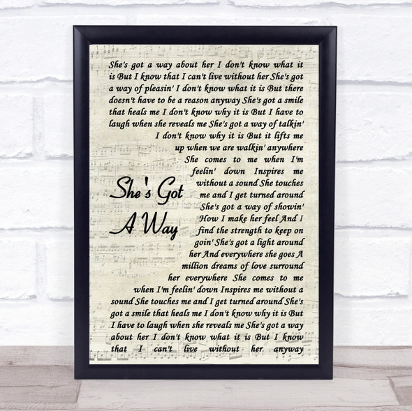 Billy Joel She's Got A Way Song Lyric Vintage Script Quote Print