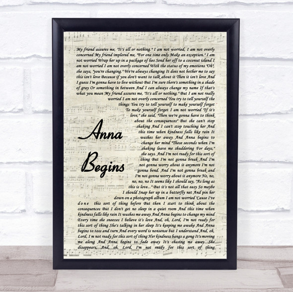 Counting Crows Anna Begins Song Lyric Vintage Script Quote Print