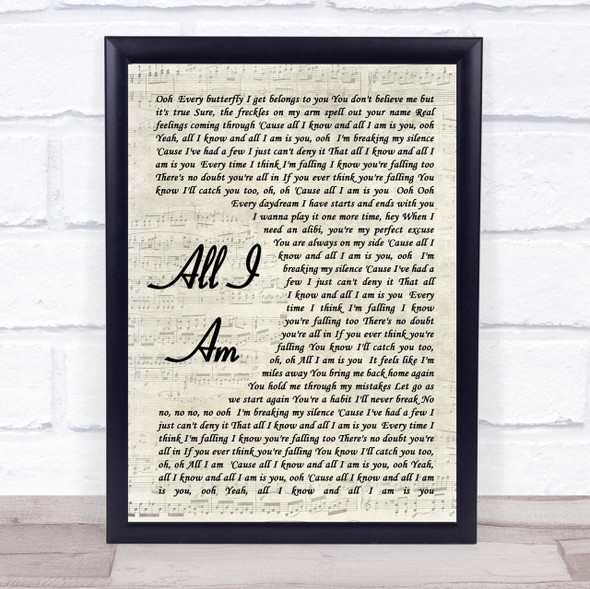 Jess Glynne All I Am Song Lyric Vintage Script Quote Print