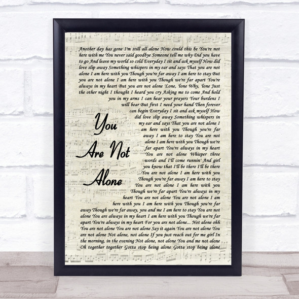 Michael Jackson You Are Not Alone Song Lyric Vintage Script Quote Print