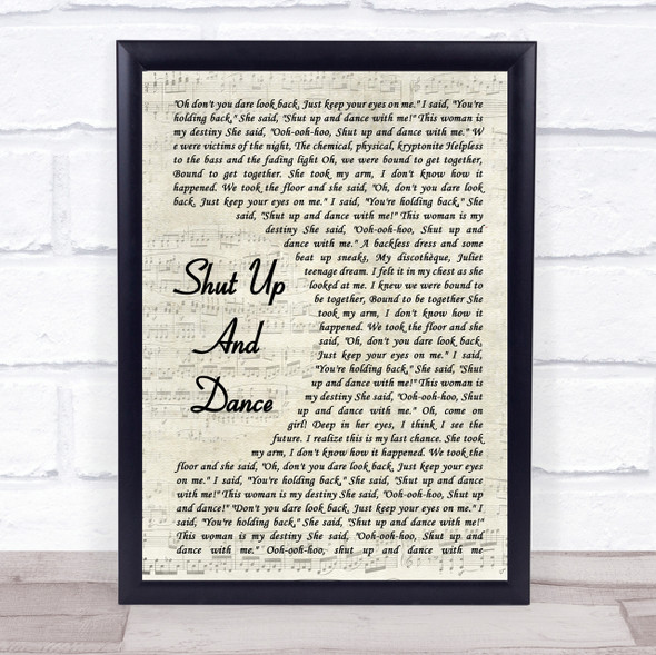 Walk The Moon Shut Up And Dance Song Lyric Vintage Script Quote Print