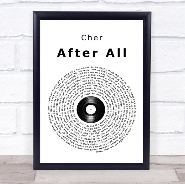 Cher After All Vinyl Record Song Lyric Quote Print