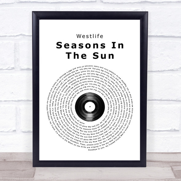 Westlife Seasons In The Sun Vinyl Record Song Lyric Quote Print