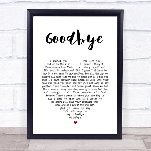 Lionel Richie Goodbye Heart Song Lyric Quote Print