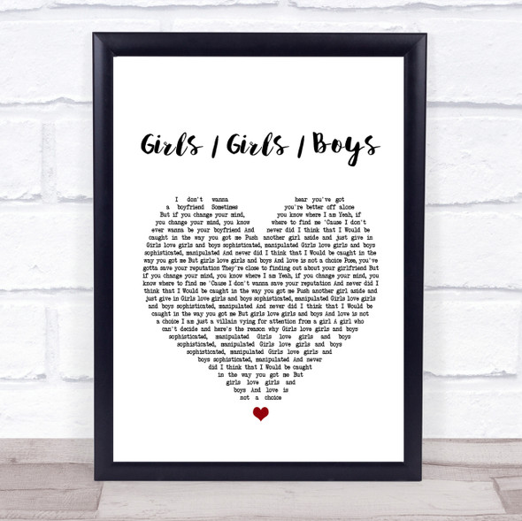 Panic At The Disco Girls Girls Boys Heart Song Lyric Quote Print