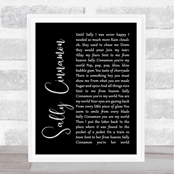 The Stone Roses Sally Cinnamon Black Script Song Lyric Quote Print