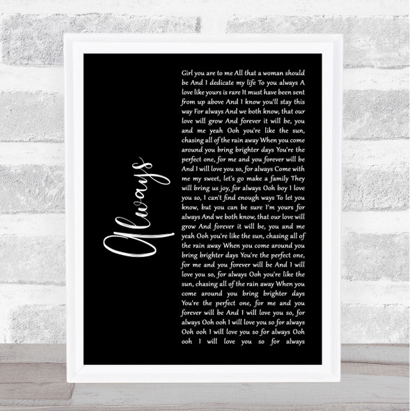 Atlantic Starr Always Black Script Song Lyric Quote Print