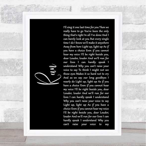 Leona Lewis Run Black Script Song Lyric Quote Print