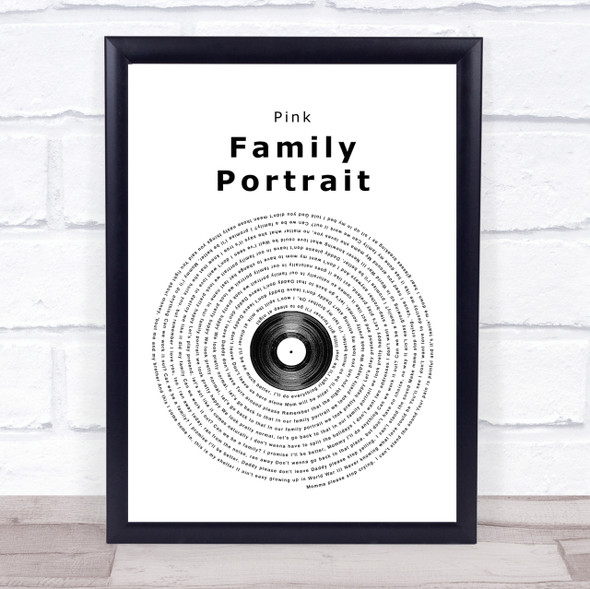 Pink Family Portrait Vinyl Record Song Lyric Quote Print