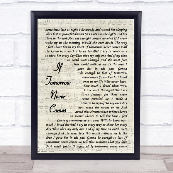 Garth Brooks If Tomorrow Never Comes Vintage Script Song Lyric Quote Print