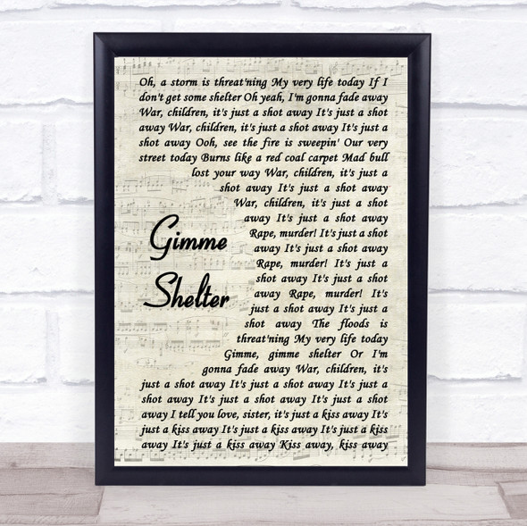 The Rolling Stones Gimme Shelter Vintage Script Song Lyric Quote Print