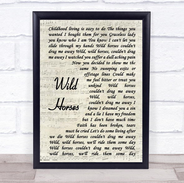 The Rolling Stones Wild Horses Vintage Script Song Lyric Quote Print