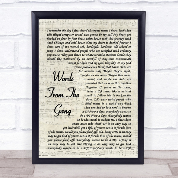 Coone Words From The Gang Vintage Script Song Lyric Quote Print