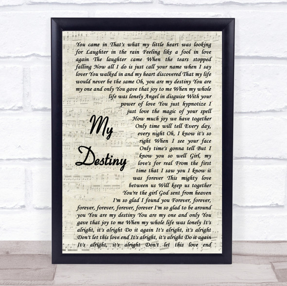 Lionel Ritchie My Destiny Vintage Script Song Lyric Quote Print