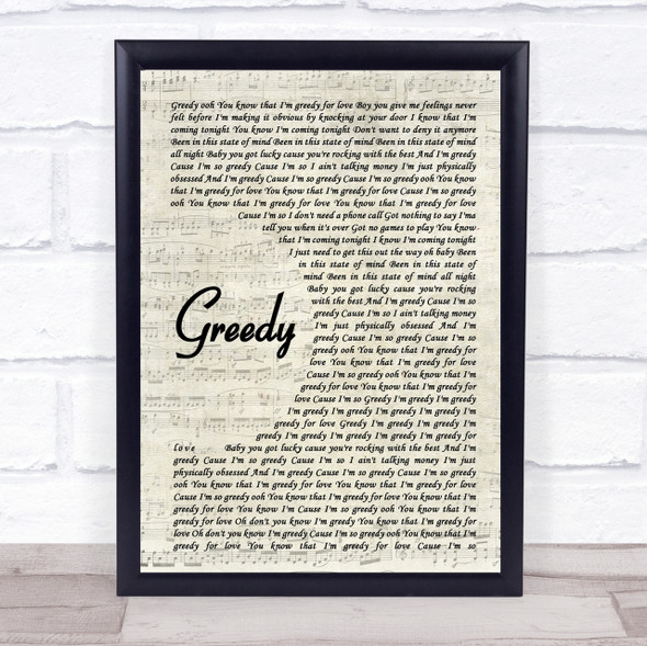 Ariana Grande Greedy Vintage Script Song Lyric Quote Print