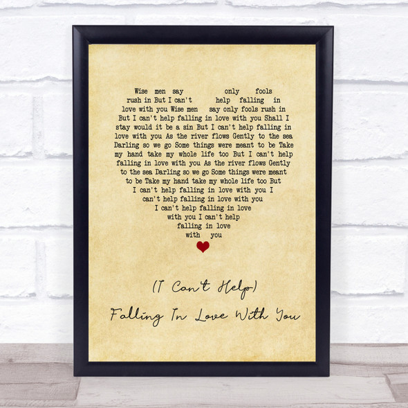 UB40 (I Can't Help) Falling In Love With You Vintage Heart Song Lyric Print