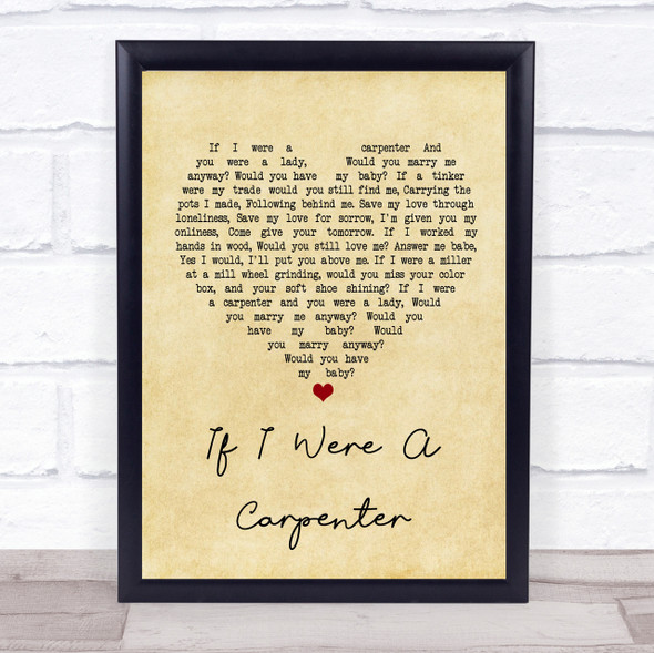 Johnny Cash If I Were A Carpenter Vintage Heart Song Lyric Quote Print