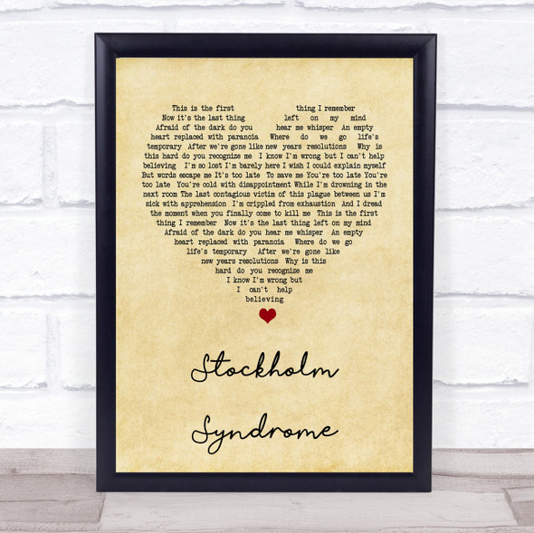 Blink-182 Stockholm Syndrome Vintage Heart Song Lyric Quote Print