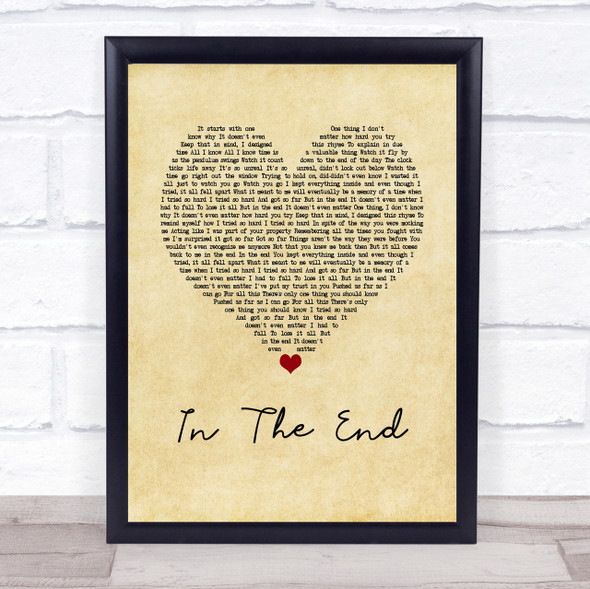 Linkin Park In The End Vintage Heart Song Lyric Quote Print