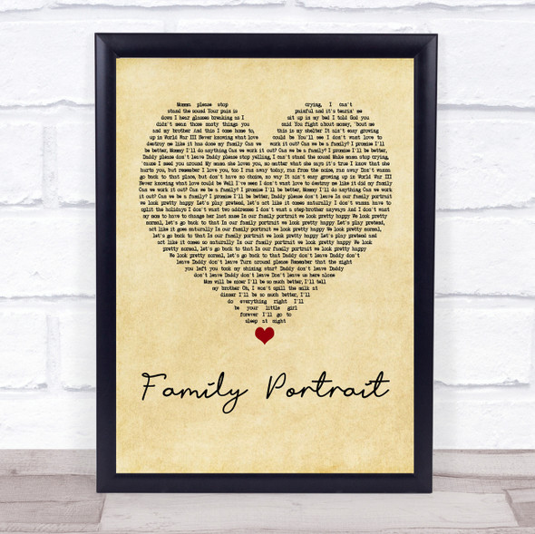 Pink Family Portrait Vintage Heart Song Lyric Quote Print