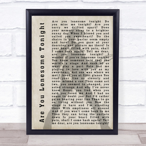 Elvis Presley Are You Lonesome Tonight Pose Shadow Song Lyric Quote Print