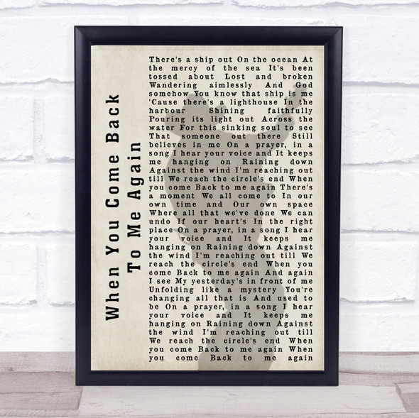 Garth Brooks When You Come Back To Me Again Shadow Song Lyric Quote Print