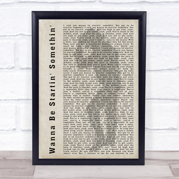 Michael Jackson Wanna Be Startin' Somethin' Shadow Song Lyric Quote Print