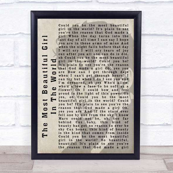 Prince The Most Beautiful Girl In The World Shadow Song Lyric Quote Print