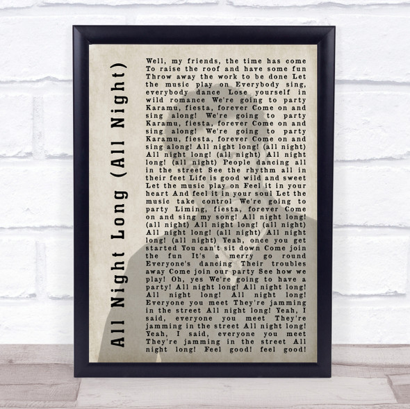 Lionel Richie All Night Long (All Night) Shadow Song Lyric Quote Print