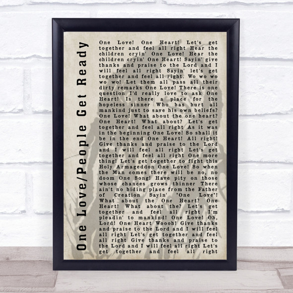 Bob Marley One Love People Get Ready Shadow Song Lyric Quote Print
