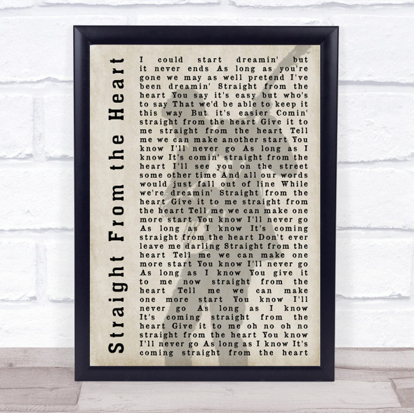 Bryan Adams Straight From the Heart Shadow Song Lyric Quote Print