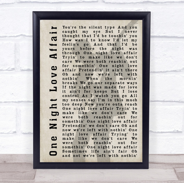 Bryan Adams One Night Love Affair Shadow Song Lyric Quote Print