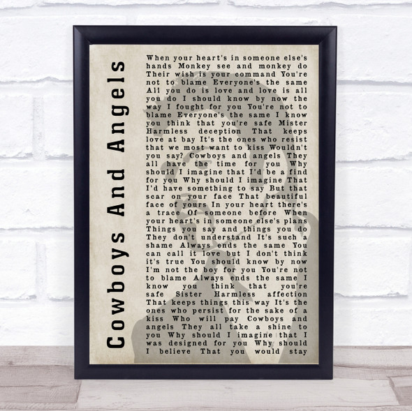 George Michael Cowboys And Angels Shadow Song Lyric Quote Print