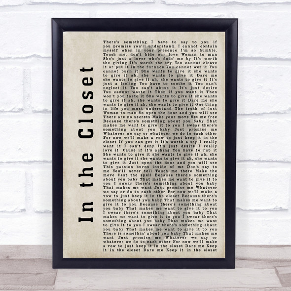 Michael Jackson In the Closet Shadow Song Lyric Quote Print