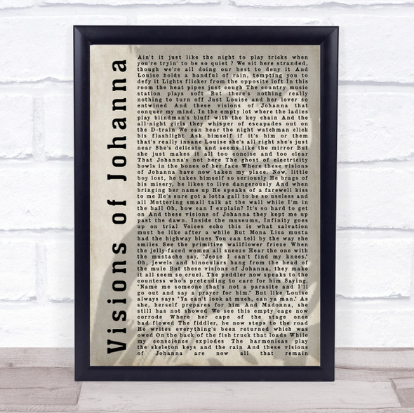 Bob Dylan Visions of Johanna Shadow Song Lyric Quote Print