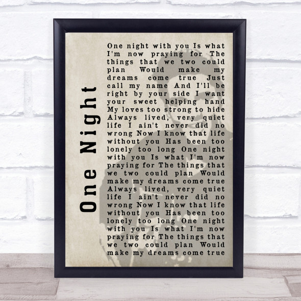 Elvis Presley One Night Face Shadow Song Lyric Quote Print