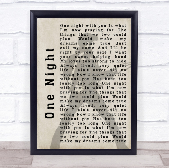 Elvis Presley One Night Pose Shadow Song Lyric Quote Print