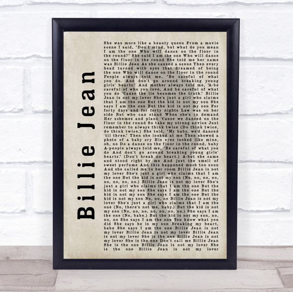 Michael Jackson Billie Jean Shadow Song Lyric Quote Print