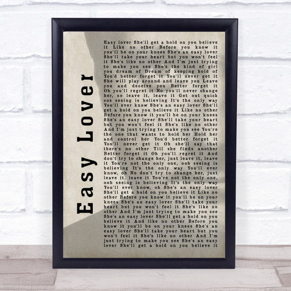 Phil Collins Easy Lover Shadow Song Lyric Quote Print