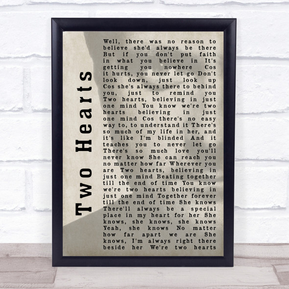 Phil Collins Two Hearts Shadow Song Lyric Quote Print