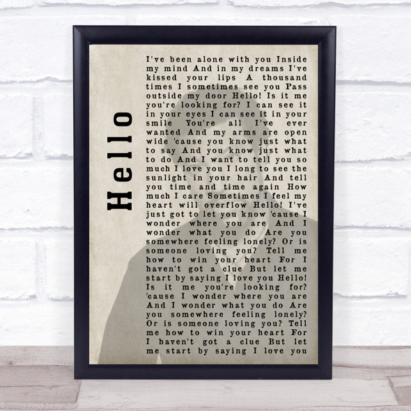 Lionel Richie Hello Shadow Song Lyric Quote Print