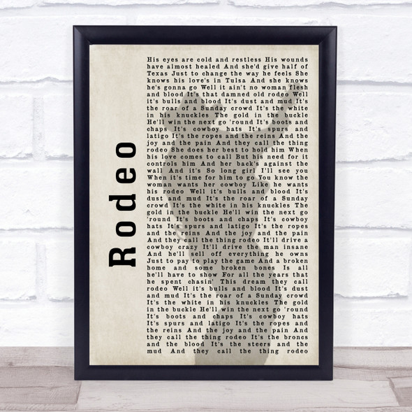 Garth Brooks Rodeo Shadow Song Lyric Quote Print