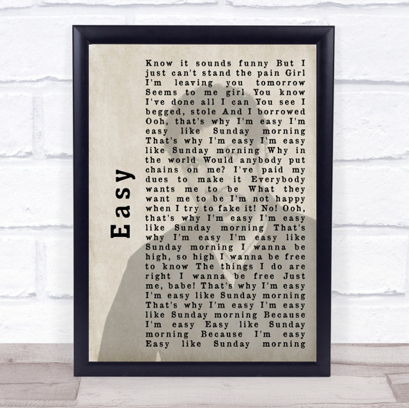 Lionel Richie Easy Shadow Song Lyric Quote Print