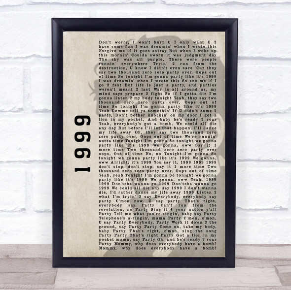 Prince 1999 Shadow Song Lyric Quote Print