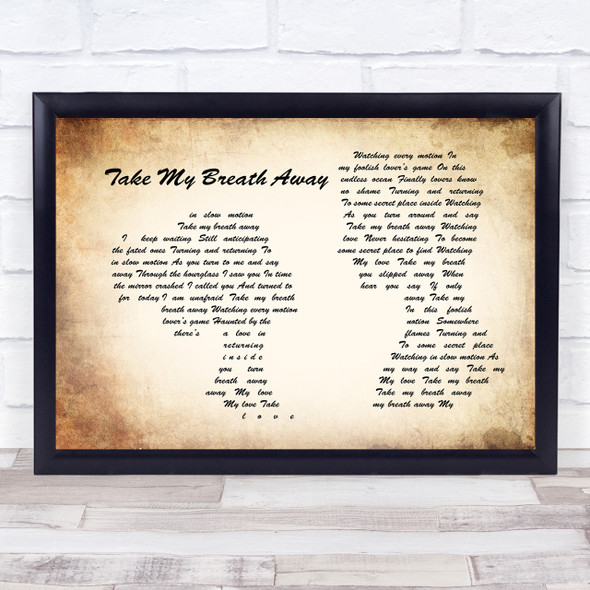 Berlin Take My Breath Away Man Lady Couple Song Lyric Quote Print