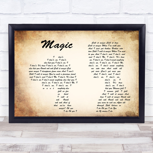 Coldplay Magic Man Lady Couple Song Lyric Quote Print