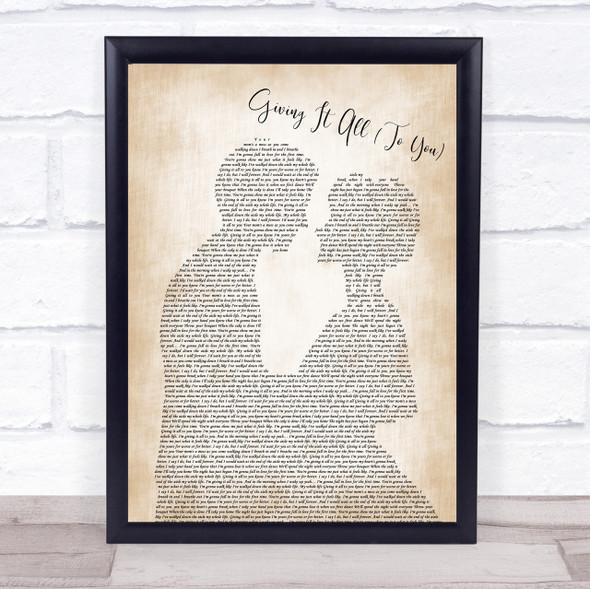 Haley & Michaels Giving It All (To You) Man Lady Bride Groom Song Lyric Print