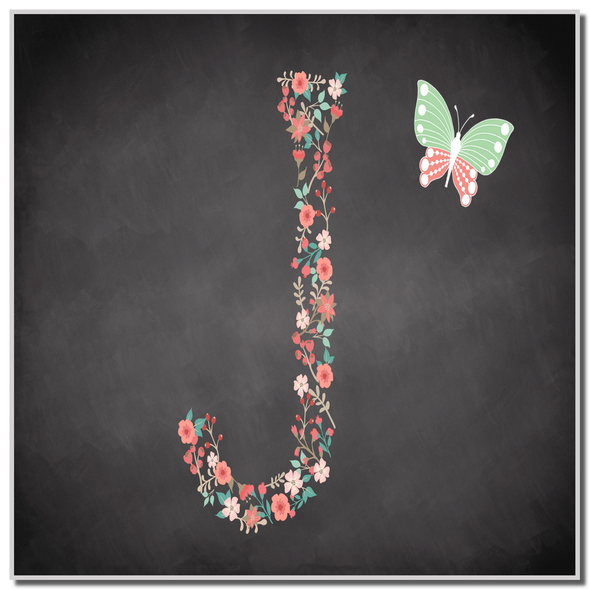 Chalk Letter Initial J Coaster