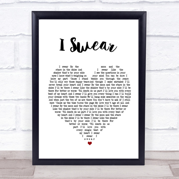 All 4 One I Swear Heart Song Lyric Quote Print